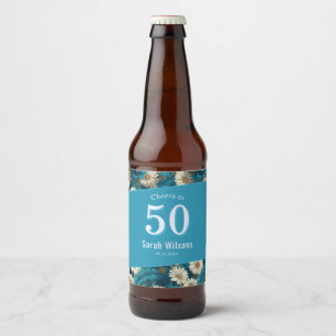 Rótulo Para Garrafa De Cerveja Elegante Daisy Quarenta Aniversário Para Mulheres
