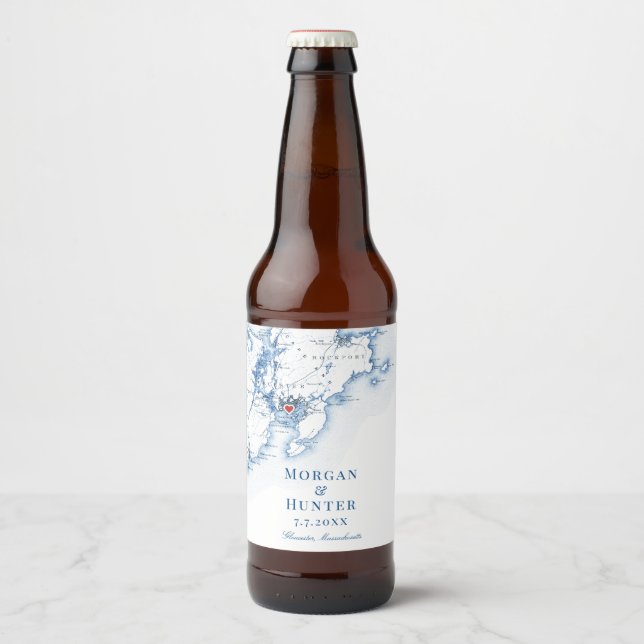 Rótulo Para Garrafa De Cerveja Elegante de Casamento de Destino de MÃES Glouceste (Frente)