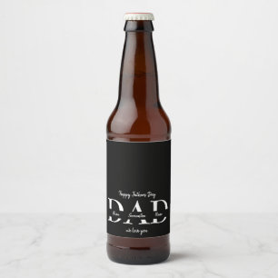 Rótulo Para Garrafa De Cerveja Elegante Dia de os pais Preto - Nomes das Crianças