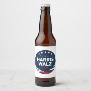 Rótulo Para Garrafa De Cerveja Eleição de Botão Retro para Democratas Harris Walt