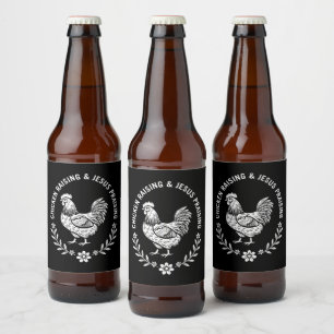 Rótulo Para Garrafa De Cerveja Elevação de Galinha e Louvação de Jesus