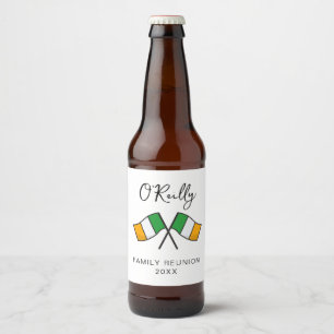 Rótulo Para Garrafa De Cerveja Encontro de Família da Bandeira Irlandesa