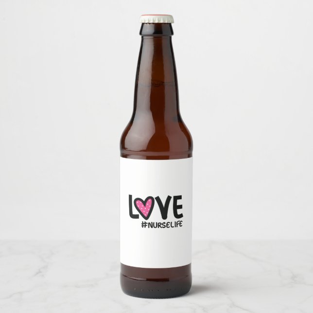 Rótulo Para Garrafa De Cerveja Enfermeira Gift Love Nurselife (Frente)