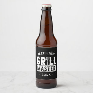 Rótulo Para Garrafa De Cerveja Engraçado CHURRASCO Grill Mestre Personalizado Bar