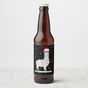 Rótulo Para Garrafa De Cerveja Engraçado Natal Llama Mask 2020 Família Pajama
