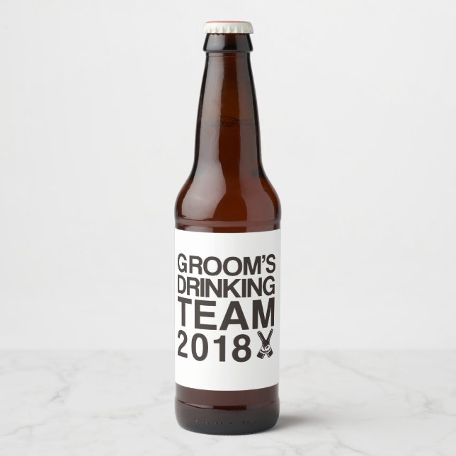 Rótulo Para Garrafa De Cerveja Equipe de bebendos do Groom 2018 (Frente)