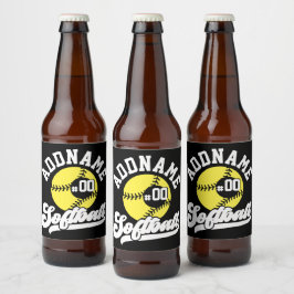 Rótulo Para Garrafa De Cerveja Equipe Retroativa de NOME ADD do Jogador de Softba