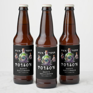 Rótulo Para Garrafa De Cerveja Escolha Seu Veneno Festa de Cocktail de Halloween
