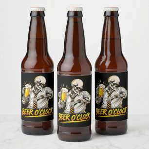 Rótulo Para Garrafa De Cerveja Esqueleto Engraçado da Hora da Cerveja Amante de C