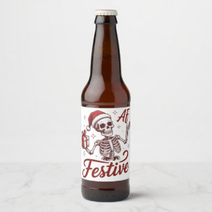 Rótulo Para Garrafa De Cerveja Esqueleto Festivo AF Snarky Natal Sarcástico