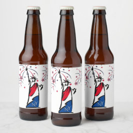Rótulo Para Garrafa De Cerveja Estátua da Liberdade NY Vermelho Branco e Azul