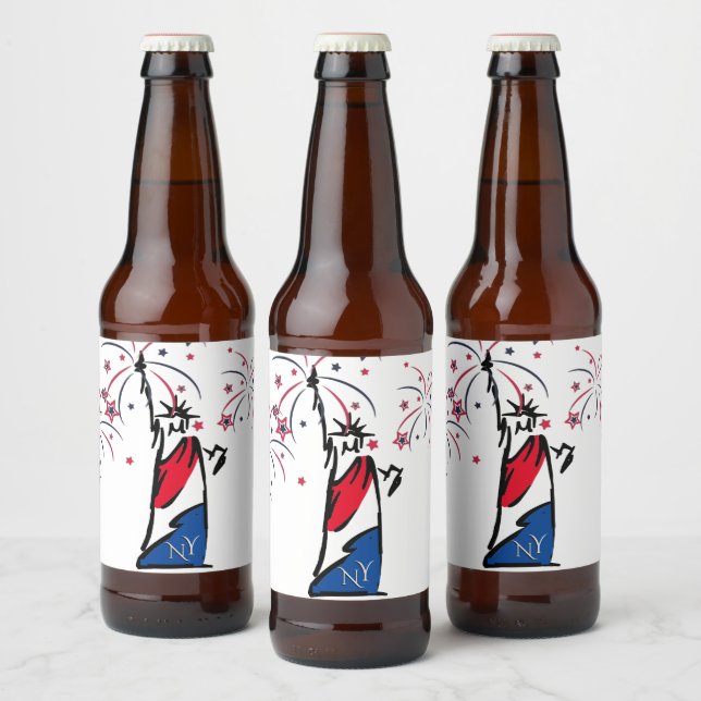 Rótulo Para Garrafa De Cerveja Estátua da Liberdade NY Vermelho Branco e Azul (Garrafas)