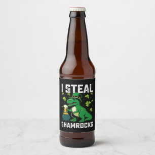 Rótulo Para Garrafa De Cerveja Eu Roubo Shamrocks T Rex Dinossaur Dia de São Patr