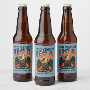 Rótulo Para Garrafa De Cerveja EUA 250 Anos - Águia Bald Patriótica 4 de julho de