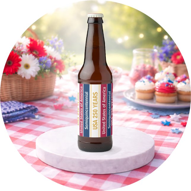 Rótulo Para Garrafa De Cerveja EUA 250 Anos Semiquincentenário Listras Patriótica (Criador carregado)