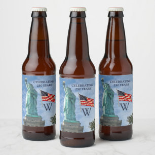 Rótulo Para Garrafa De Cerveja EUA 250 Bandeira Americana Estátua da Liberdade Mo