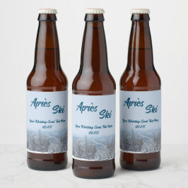 Rótulo Para Garrafa De Cerveja Evento de Casamento Snowy Mountain Forest Apres