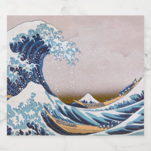 Rótulo Para Garrafa De Cerveja Excelente de Tsunami Wave fora de Kanagawa Japão p