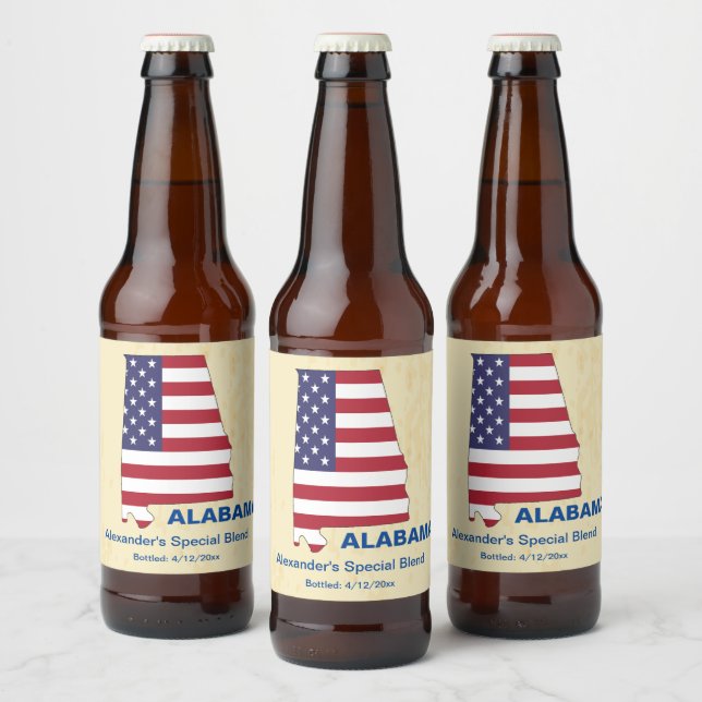 RÓTULO PARA GARRAFA DE CERVEJA EXCELENTE USA ALABAMA STATE MONOGRAM (Garrafas)