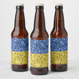 Rótulo Para Garrafa De Cerveja Faíscas de brilho azul amarelo da bandeira da Ucrâ
