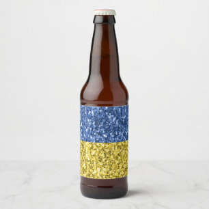 Rótulo Para Garrafa De Cerveja Faíscas de brilho azul amarelo da bandeira da Ucrâ
