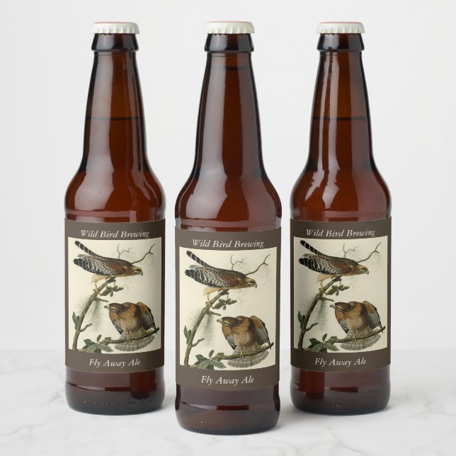 Rótulo Para Garrafa De Cerveja Falcão de ombros vermelhos - Aves da América de Au (Garrafas)
