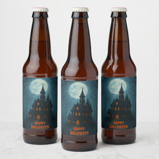 Rótulo Para Garrafa De Cerveja Fantasia Gótica | Castelo assombrado e Misty Moonl (Garrafas)