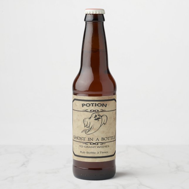 Rótulo Para Garrafa De Cerveja Fantasma De Halloween Num Rótulo De Cerveja De Fra (Frente)