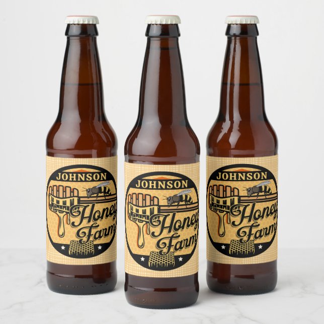 Rótulo Para Garrafa De Cerveja Fazenda de Abelhas Personalizada NOME Colmeia de A (Garrafas)