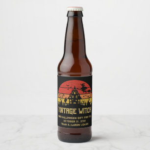 Rótulo Para Garrafa De Cerveja Feiticeira Vintage em Descanso do Halloween