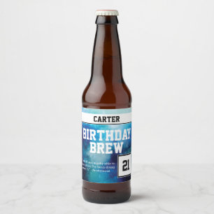Rótulo Para Garrafa De Cerveja Feliz Aniversário, 21 Monogramas