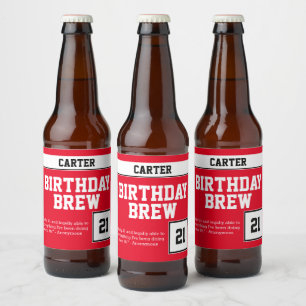 Rótulo Para Garrafa De Cerveja Feliz aniversário de 21 anos Brew