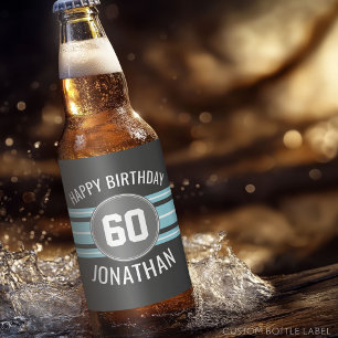 Rótulo Para Garrafa De Cerveja Feliz Aniversário do Esporte Jersey Stripes Nome e