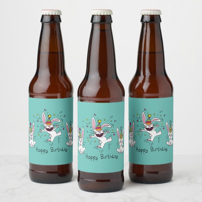Rótulo Para Garrafa De Cerveja Feliz Aniversário Feliz Rabbits Coelhos Cerveja Et (Garrafas)