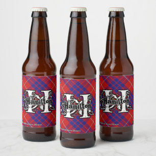 Rótulo Para Garrafa De Cerveja Feliz Clã Hamilton Escocês Tartan Monograma