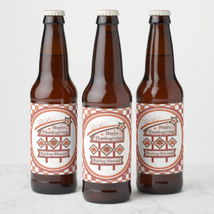 Rótulo Para Garrafa De Cerveja Feliz Dia de Ação de Graças Sentido Bênção - Sinal