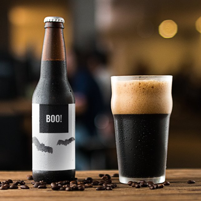 Rótulo Para Garrafa De Cerveja Feliz Halloween do Simples Black Boo (Criador carregado)