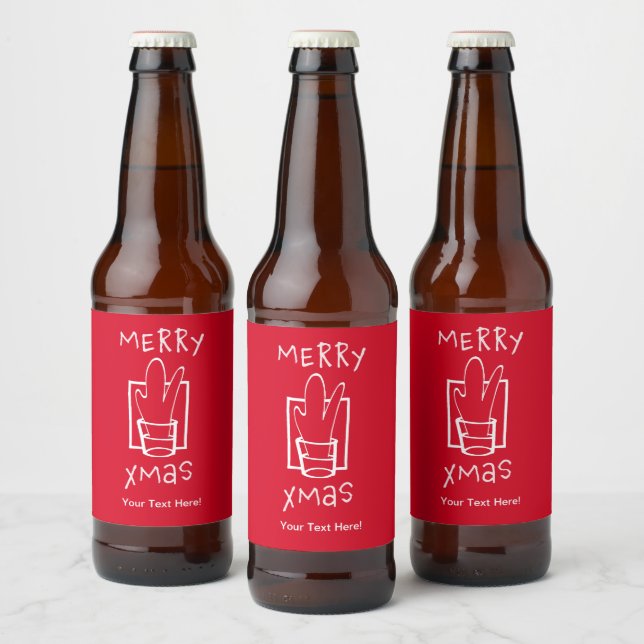 Rótulo Para Garrafa De Cerveja Feliz Natal com um Copo Espumante (Garrafas)
