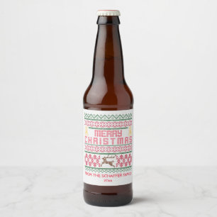 Rótulo Para Garrafa De Cerveja Feliz Natal, estilo costurado