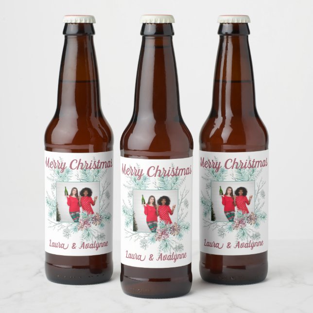 Rótulo Para Garrafa De Cerveja Feliz Natal Personalizado Texto e Foto (Garrafas)