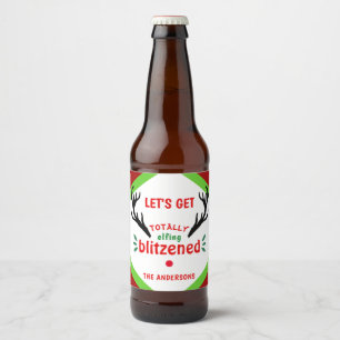 Rótulo Para Garrafa De Cerveja Feliz Natal Totalmente Blitzenado de Reindeer Engr