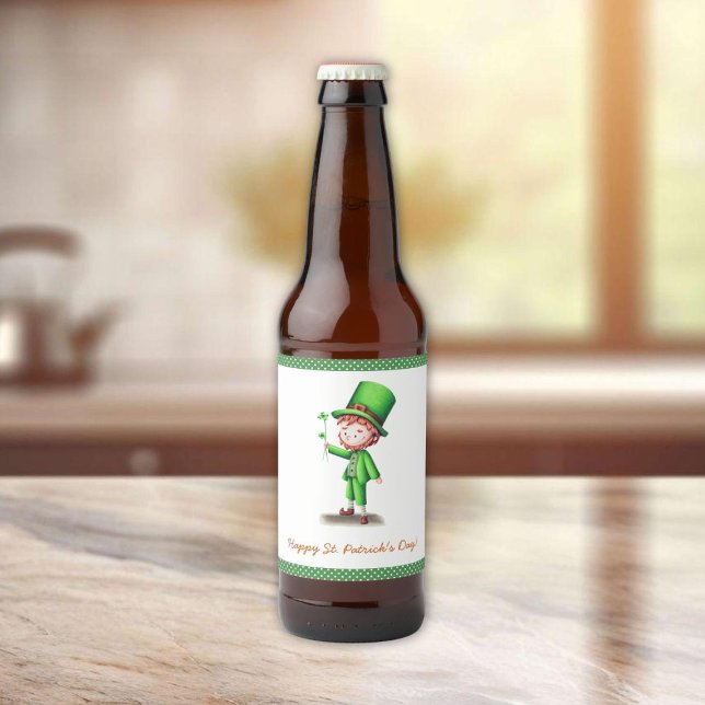 Rótulo Para Garrafa De Cerveja Feliz Rua, o dia de Patrick Leprechaun (Criador carregado)