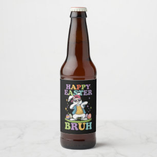 Rótulo Para Garrafa De Cerveja Felz pascoa Bruh Funny Dabbing Bunny Rabbit