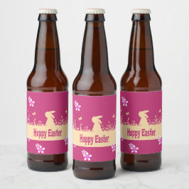 Rótulo Para Garrafa De Cerveja felz pascoa, lebre de sonho
