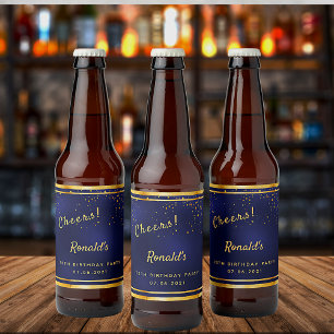 Rótulo Para Garrafa De Cerveja festa de aniversário 70 azul marinho  torcida