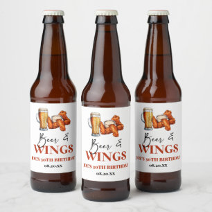 Rótulo Para Garrafa De Cerveja Festa de Aniversário Cerveja e Asas