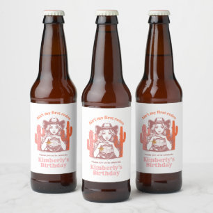 Rótulo Para Garrafa De Cerveja Festa de aniversário de esfera de Disco com Garota