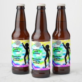 Rótulo Para Garrafa De Cerveja Festa de aniversário de Groovy Adulto com Tie Dye