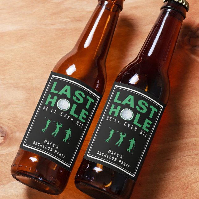 Rótulo Para Garrafa De Cerveja Festa de Despedida de Golfe Último Buraco Ele Algu (Criador carregado)