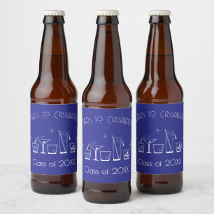 Rótulo Para Garrafa De Cerveja Festa de Formatura Cap Cocktail Cardápio Bar Azul